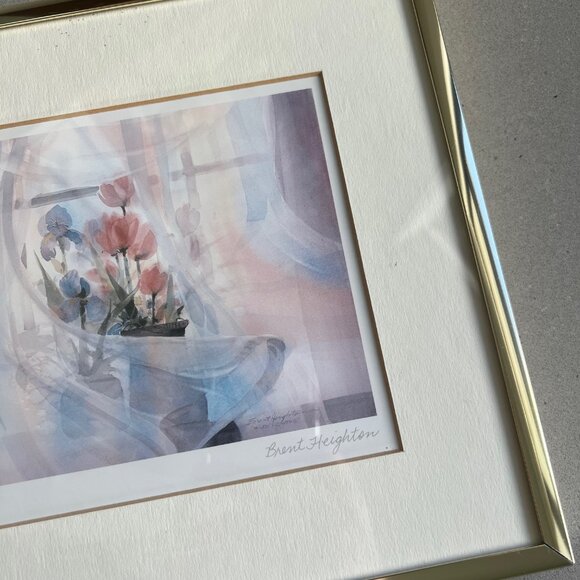 Brent Heighton Veiled Flowers Gold Framed Signed Art Print, 11”H x 9.5”W - Picture 3 of 8